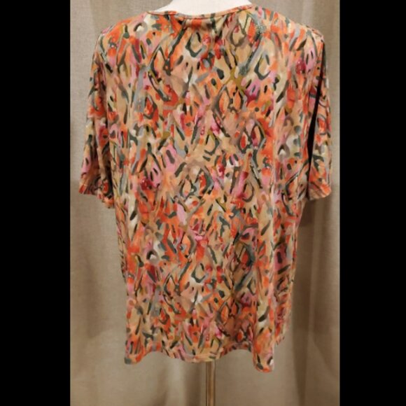 1x Tan Jay Orange Multicolor Top - Picture 2 of 3